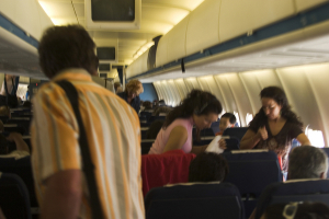 Group of people inside an airplane