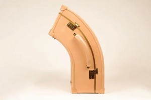 a suitcase with a curved shape