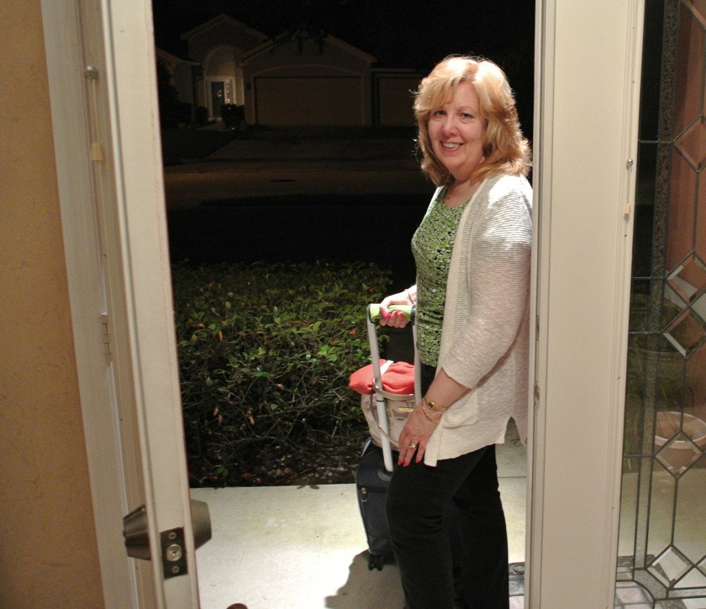 a woman standing in a doorway
