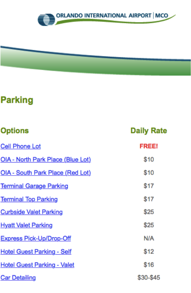 MCO - Curbside Valet - Parking in Orlando